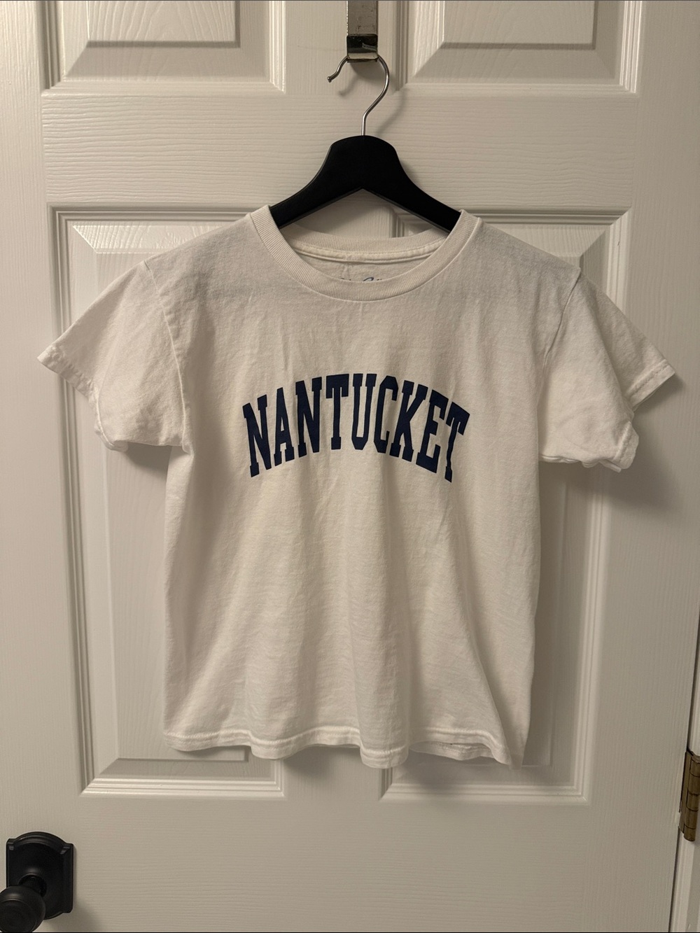 Brandy Melville White and Navy Nantucket Graphic Tee